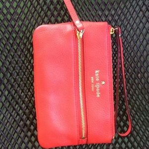 Kate Spade Red Leather Wristlet EUC!